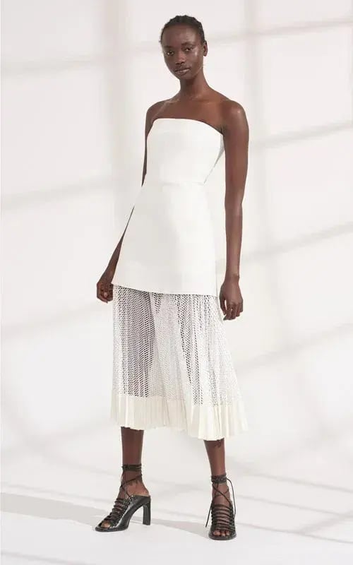 Dion Lee White Strapless Pleated Mesh Midi Length Dress White Size AU 10 photo 2