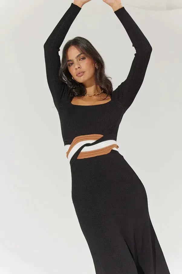 Sovere Inertia Knit Midi Dress Black Size 10 photo 2