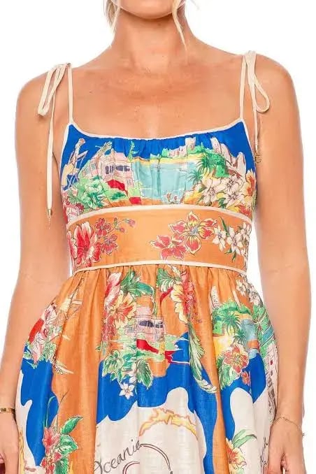 Zimmermann Alight Picnic Midi Dress Nautical Map Size 0 / AU 8 photo 3