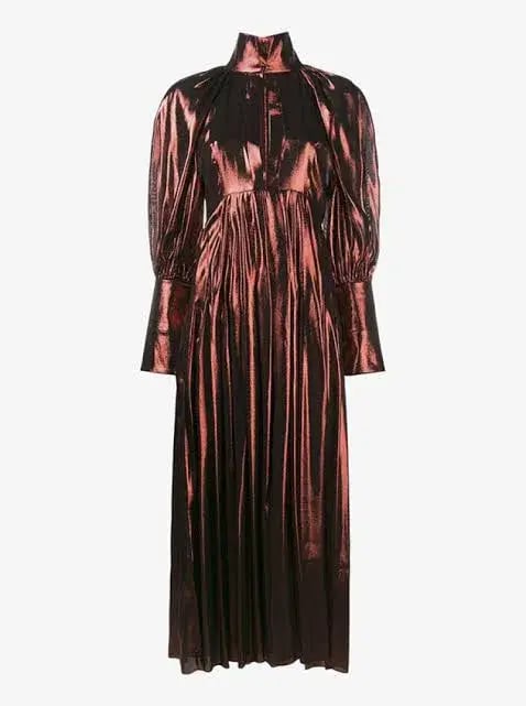 Ellery Red Silk Blend Lamé Dress Red Size 6 photo 5