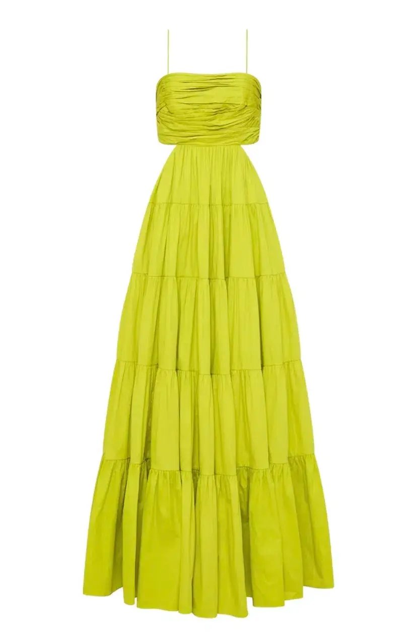 Aje Sartre Tiered Maxi Dress Green Size 12 / L photo 5