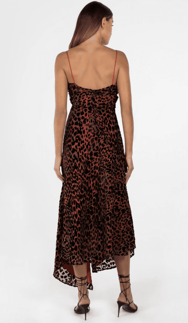 Misha Harpa Dress Red Leopard Size 8 photo 3