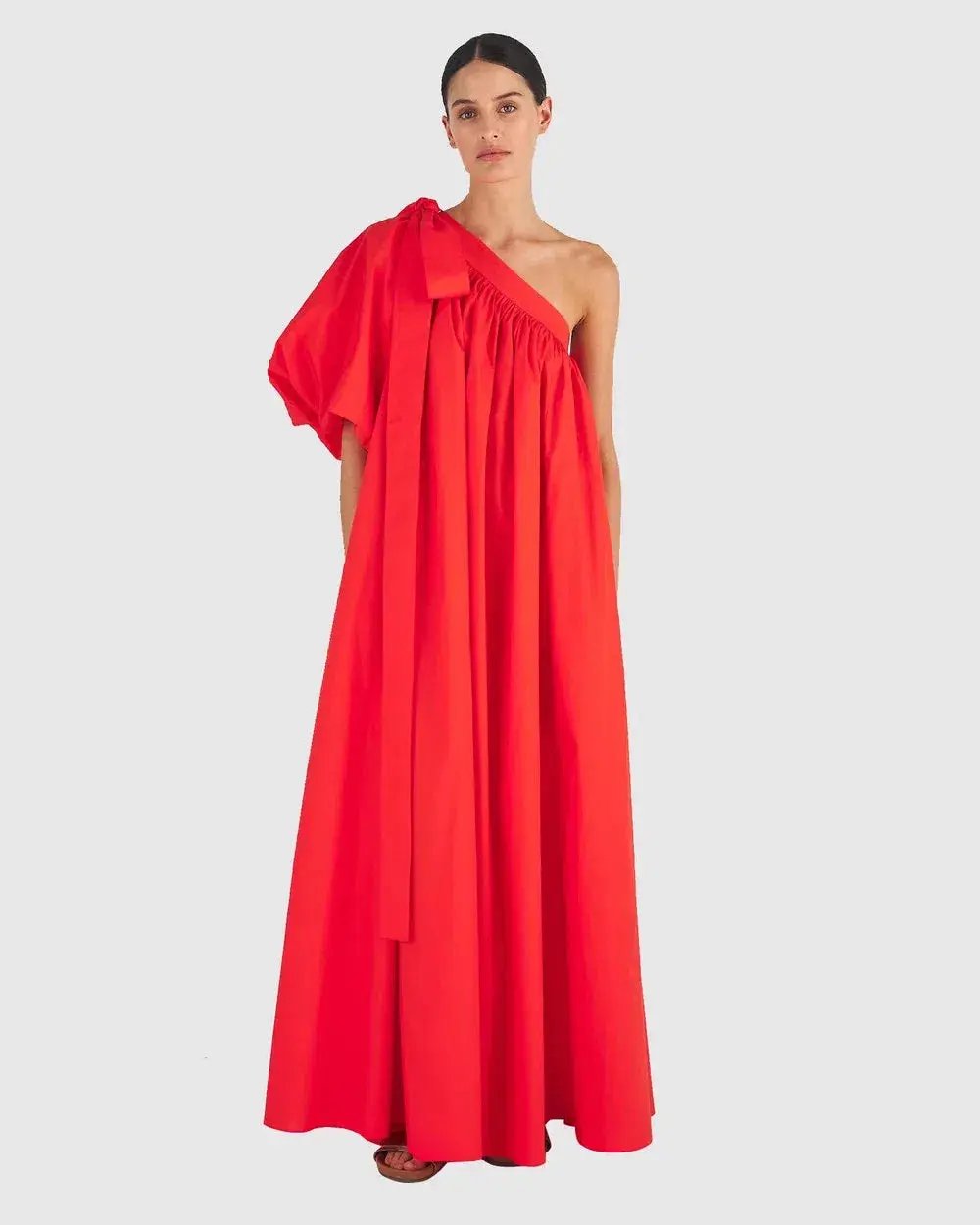 Oroton One Shoulder Bow Maxi Dress True Red 14 photo 2