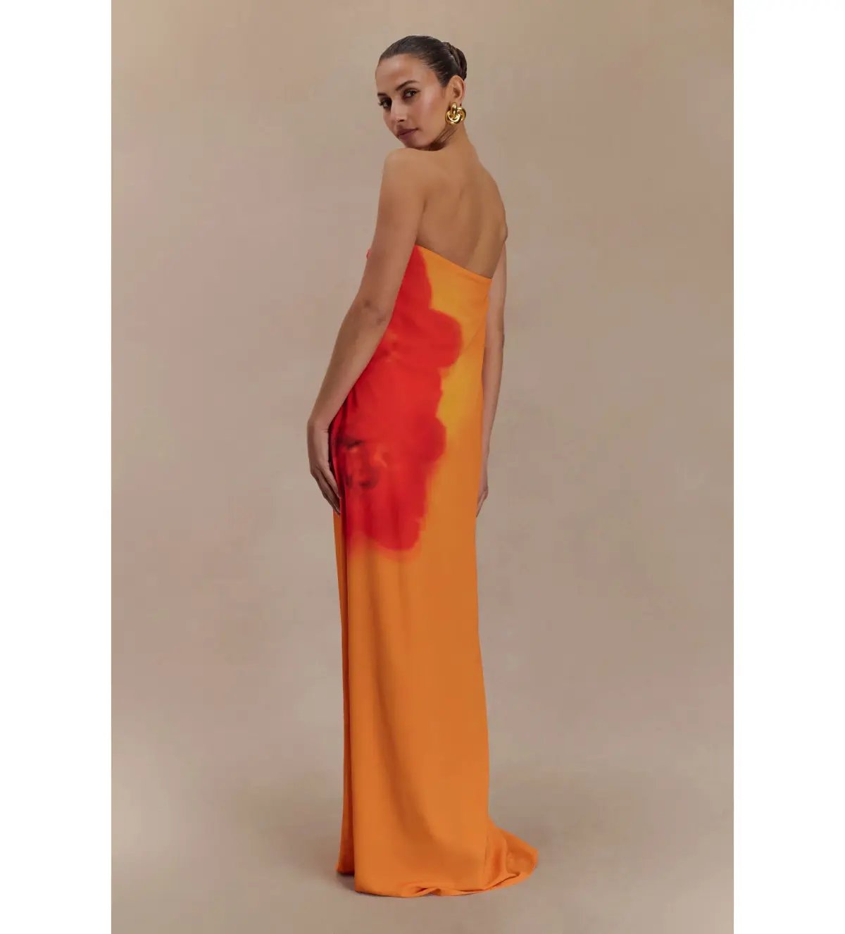Amaya Strapless Chiffon Maxi Dress Koi Orchid Print Size 8 photo 3