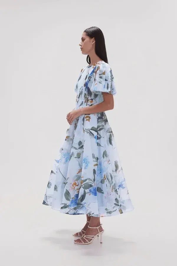 Aje Nova Pleated Midi Dress in Divine Orchid Size AU 14 photo 2