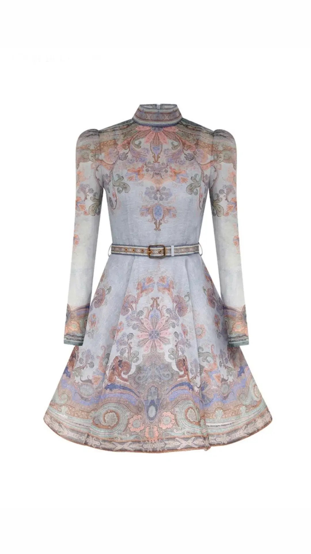 Zimmermann The Eden Belted Mini Dress in Blue Paisley Size 1/Au 10 photo 3