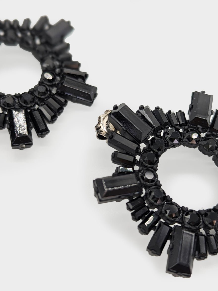 Amina Muaddi Begum Crystal Embellished Earrings Black photo 2