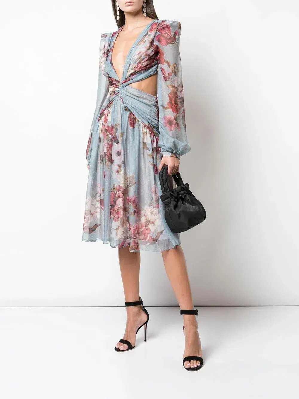 PatBO Peony Print Cutout Midi Dress Print Size 6 photo 5