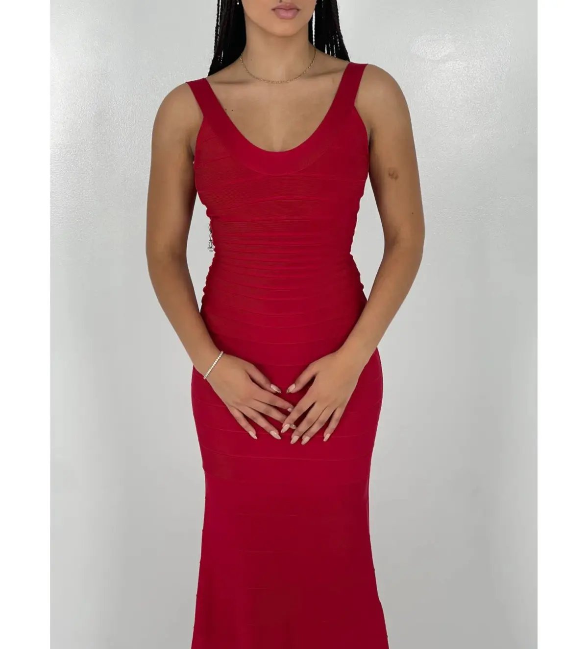 Herve Leger Ellen Bandage Gown Red Size S/AU 8 photo 3