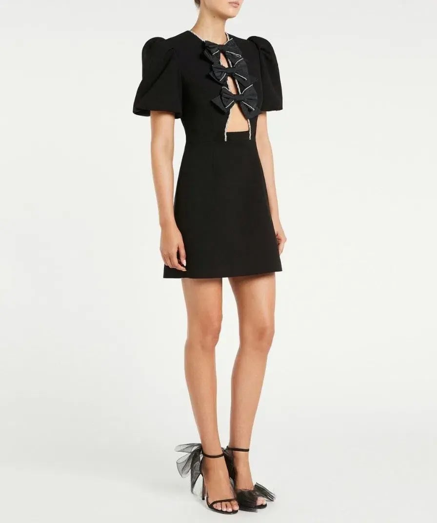 Rebecca Vallance Katie Bow Mini Dress Black Size 10 photo 2