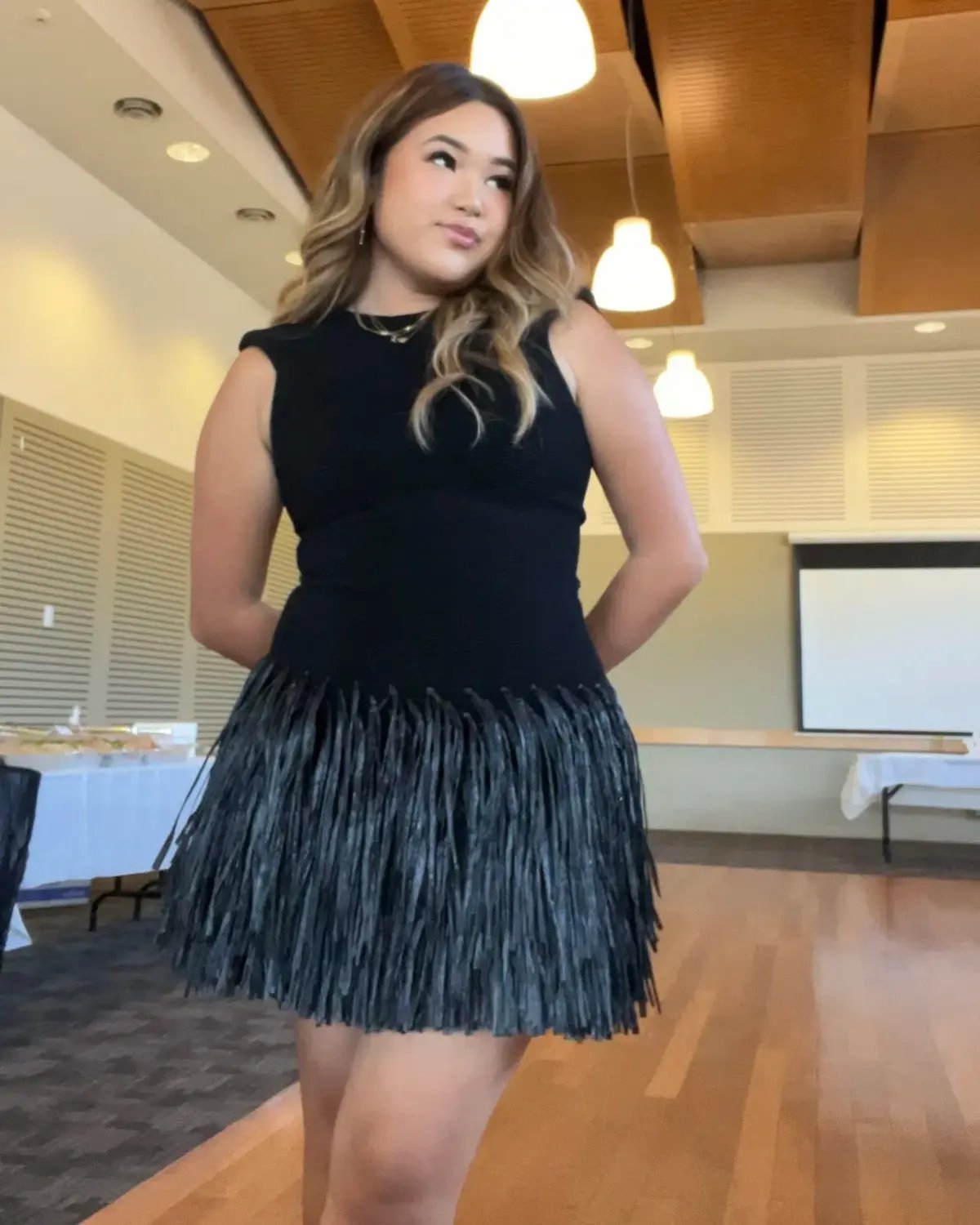 Aje Rushes Raffia Mini Dress Black Size 8 photo 4