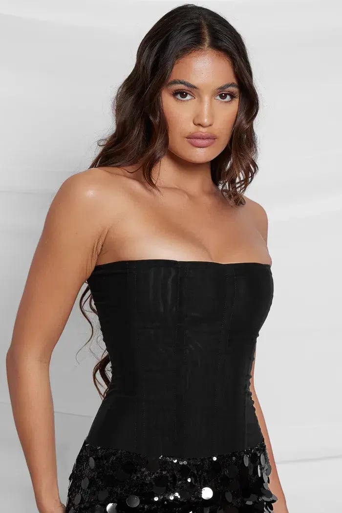 Leau White Muse Mesh Corset Top Black Size 8 photo 2