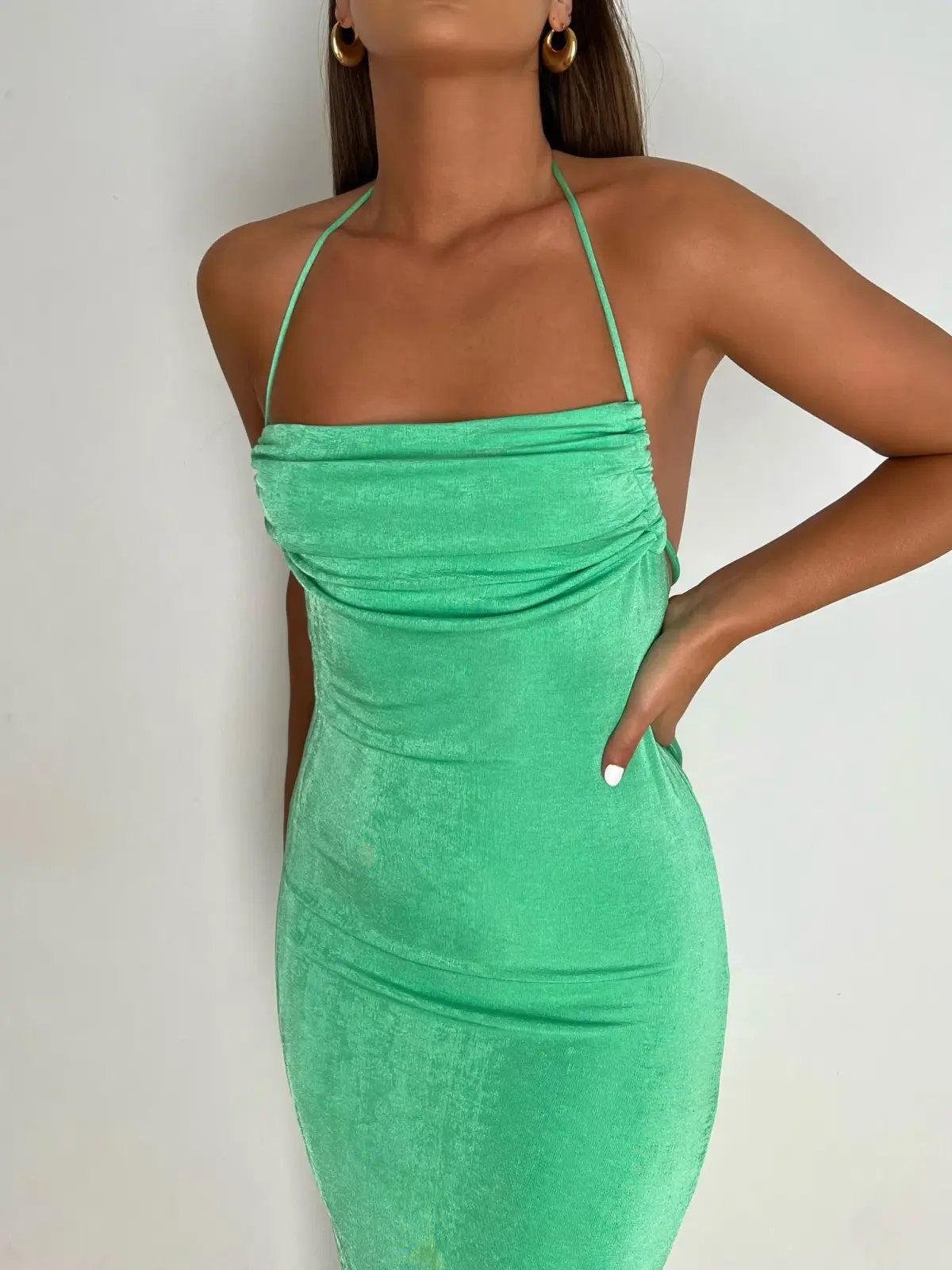Mélani the Label Ciana Midi Dress Green Size XS photo 4