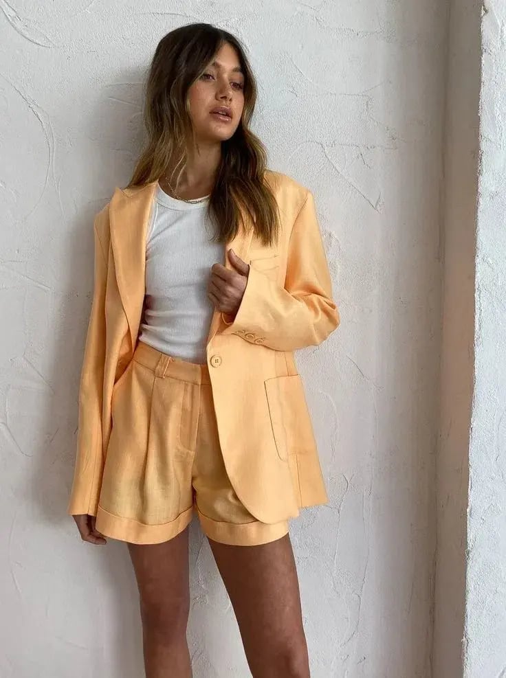 Viktoria and Woods Capulet Blazer Lava Bralette & Dawson Shorts Set Yellow Size 2 photo 9