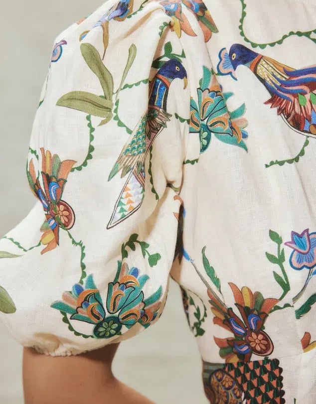 Alemais Birdie Linen Midi Dress Print Size AU 8 photo 4