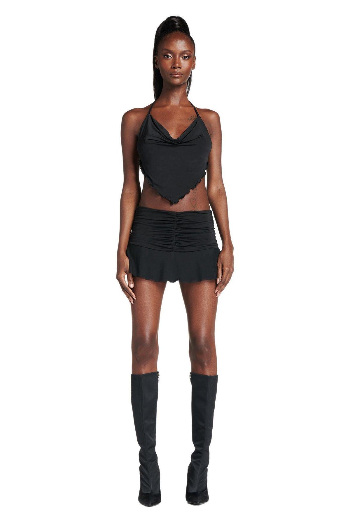 I. AM. GIA Circe Crop Top & Skirt Set Black Size Small photo 2
