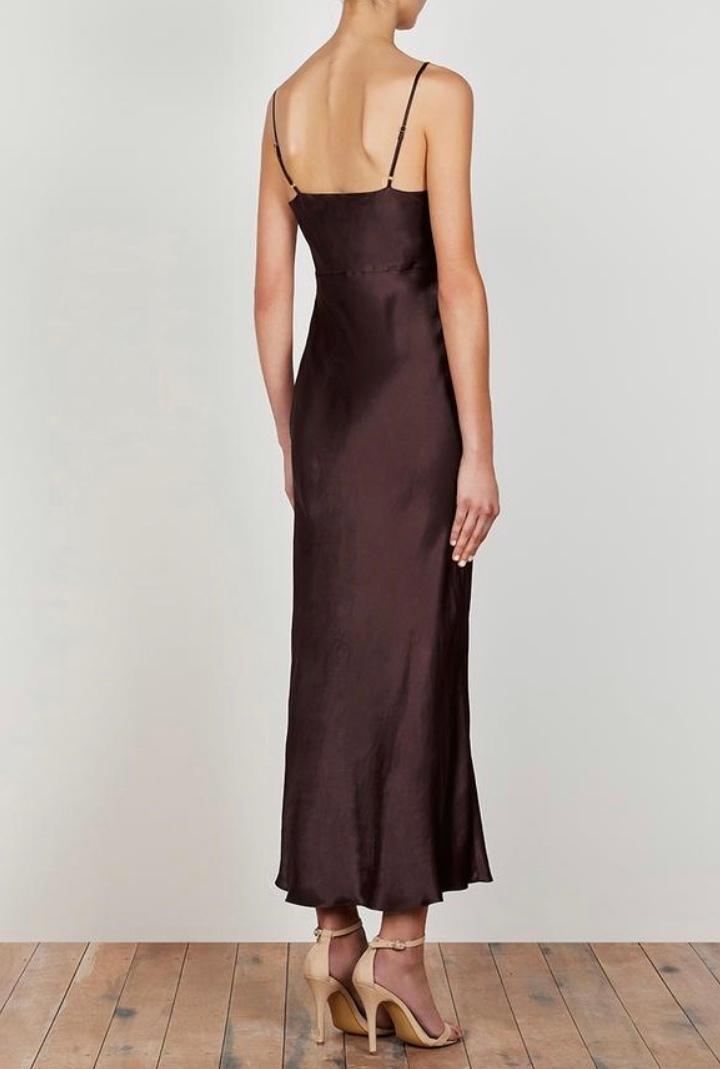 Shona Joy Wright Ruched Bias Slip Dress Chocolate Brown Size 8 photo 2