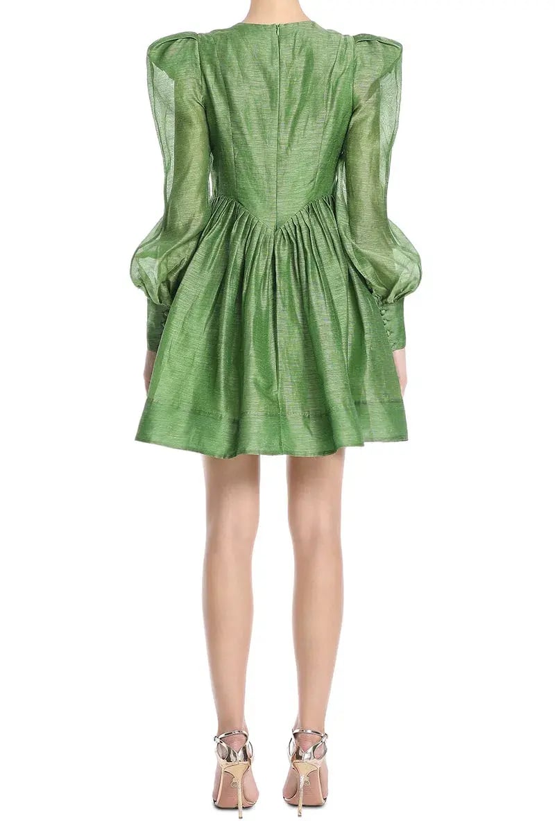 Leo Lin Elena Structured Shoulder Mini Dress in Tropical Green Size 10 photo 3