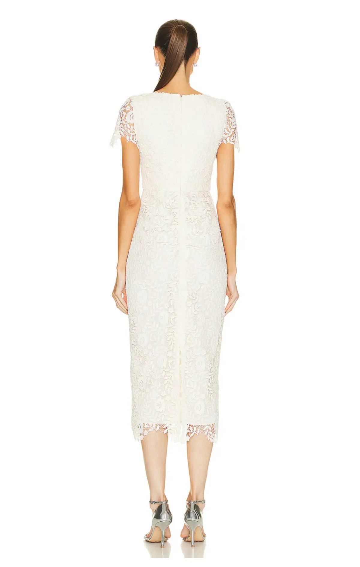 Cream Rose Lace Midi Dress photo 3