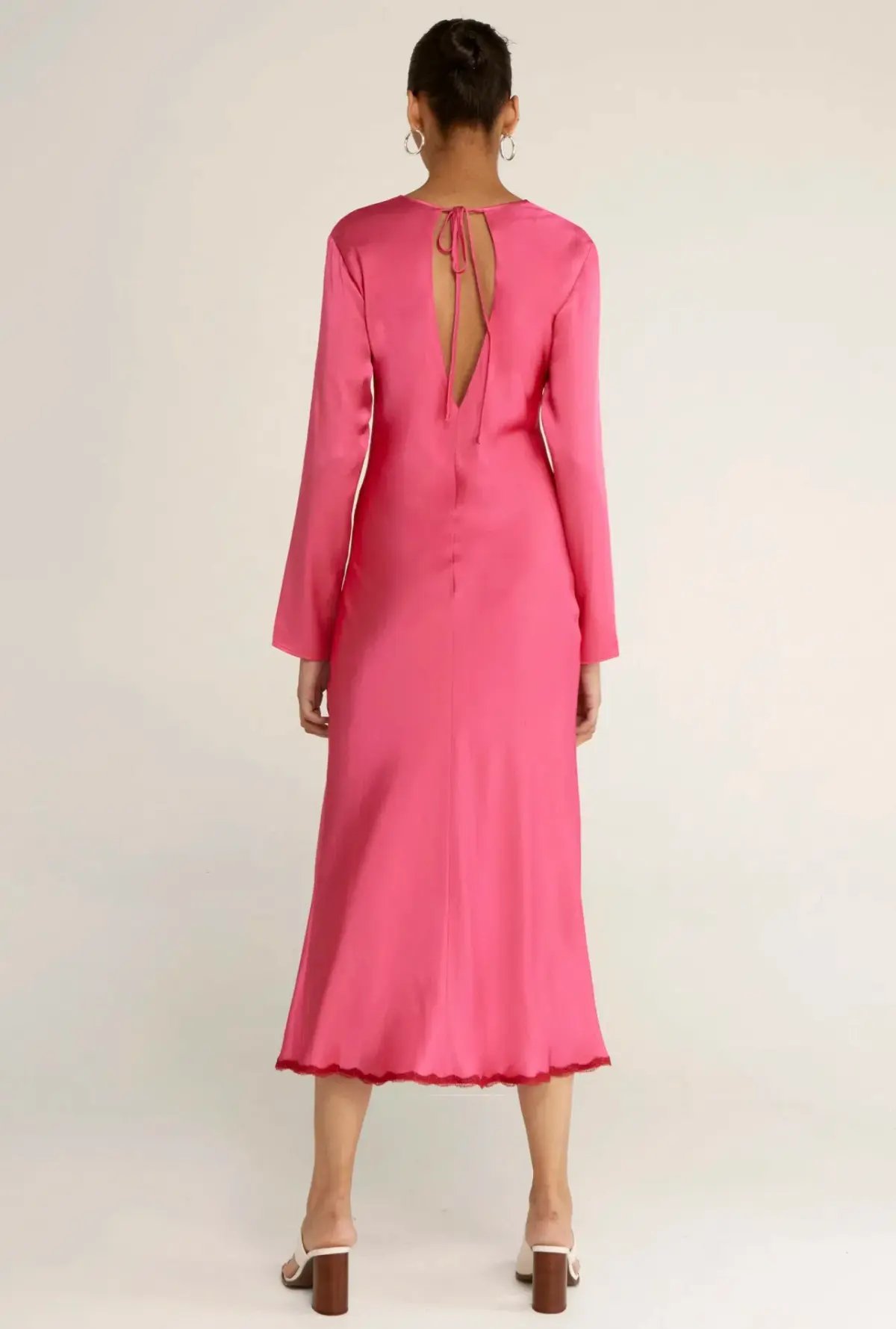 Third Form Last Dance Long Sleeve Bias Maxi Dress in Magenta Size 8 photo 3