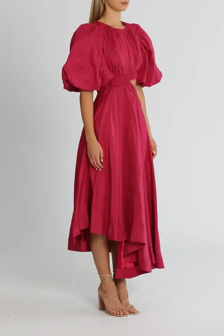 Aje Tidal Tucked Midi Dress Pink Size 6 photo 3
