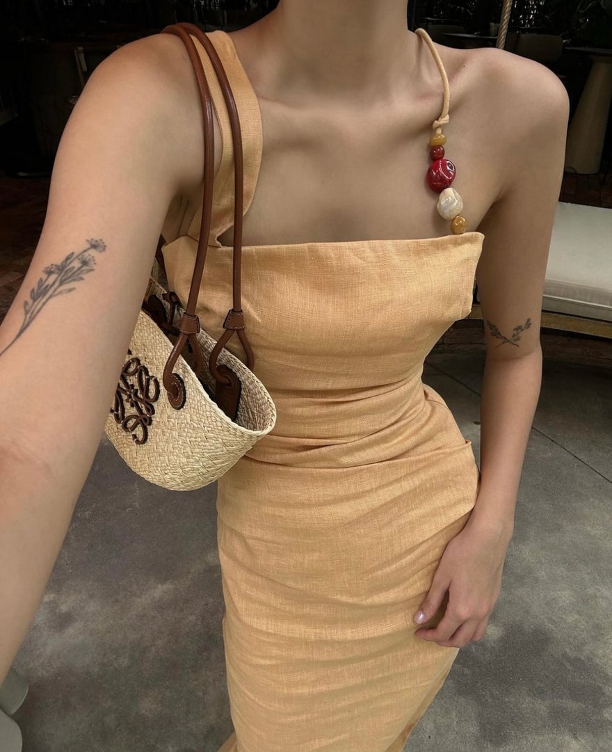 Sir The Label Antonia Beaded Midi Dress | Light Tan photo 2