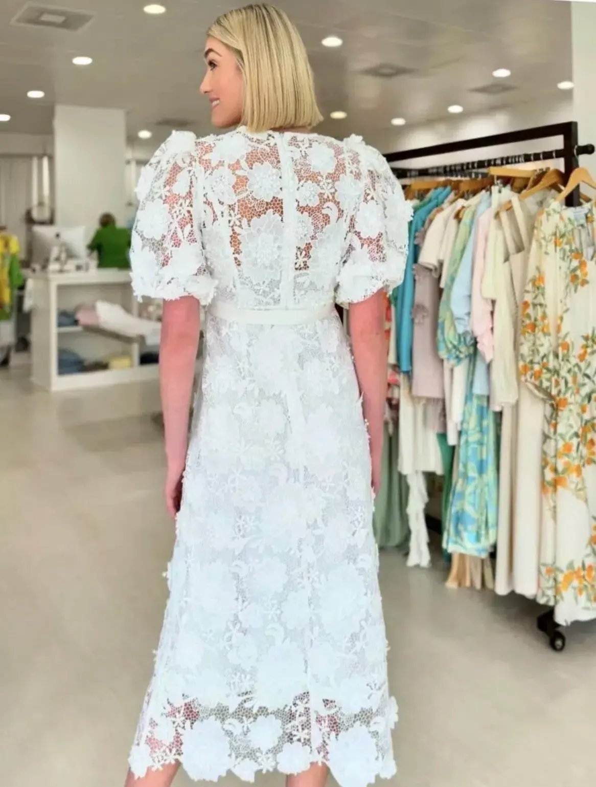 Zimmermann The Halliday Lace Flower Dress In Ivory Size 3/Au 14 photo 4