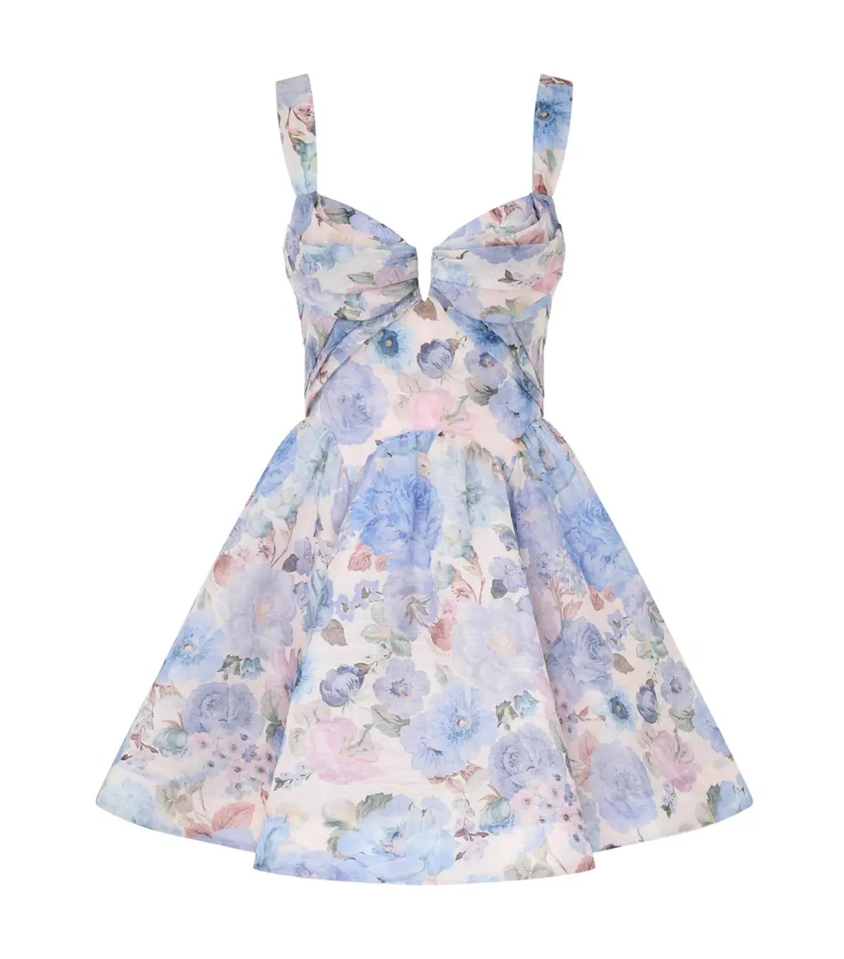 Zimmermann Rebellion Drape Mini Dress In Sky Bloom Size 1 / AU 10 photo 3
