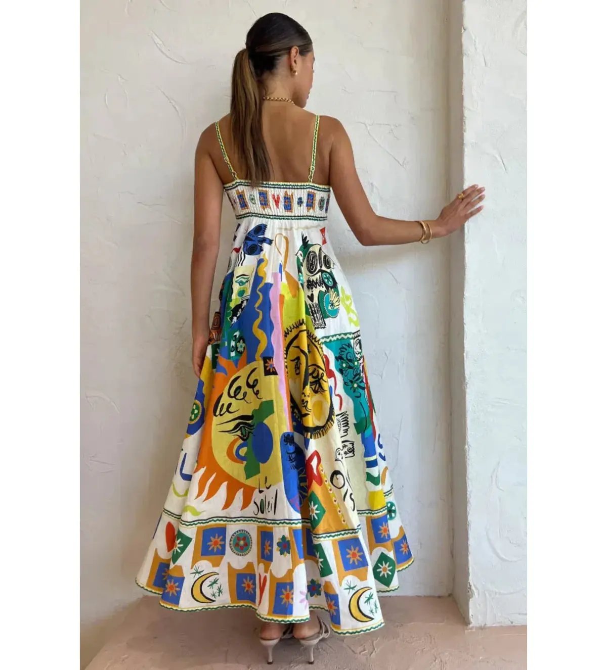 Alemais Soleil Midi Sundress in Ivory Print Size AU 8 photo 3