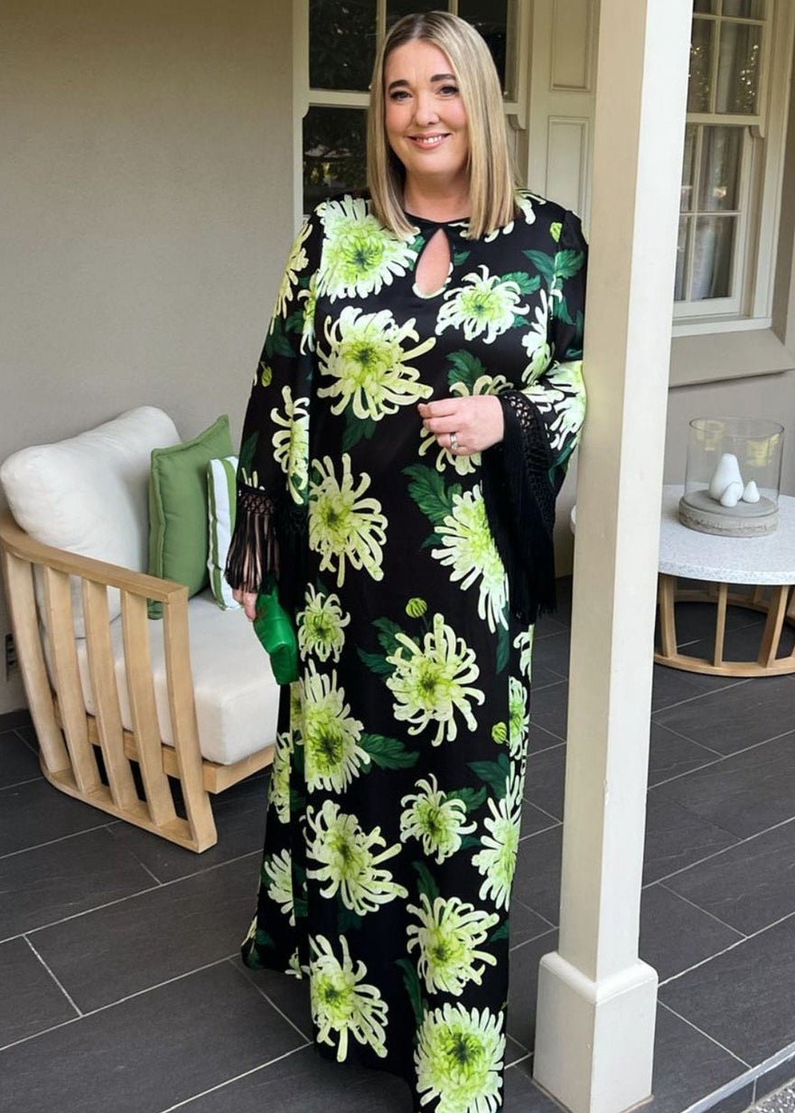 Andrew Gn Fringed Floral Print Silk Gown photo 4