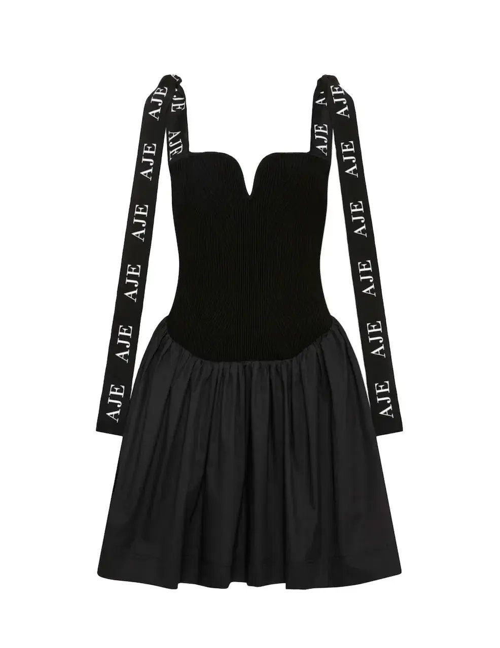 Aje Mira Logo Strap Tulip Mini Dress in Black - Size S photo 5