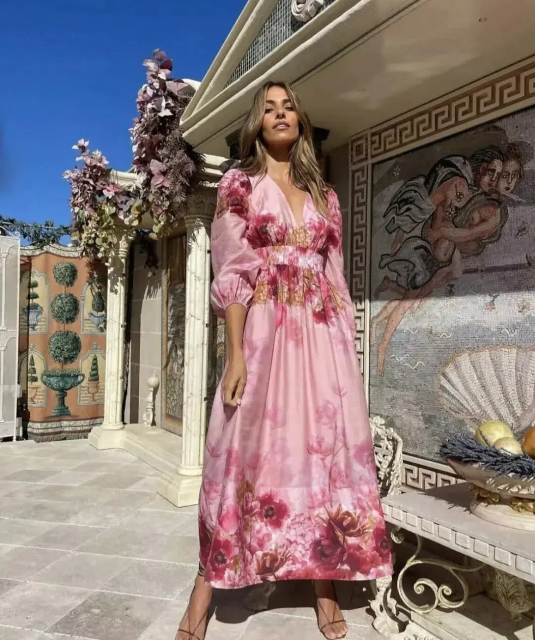 Sheike Swan Lake Midi Dress in Pink Floral Size 8 photo 3