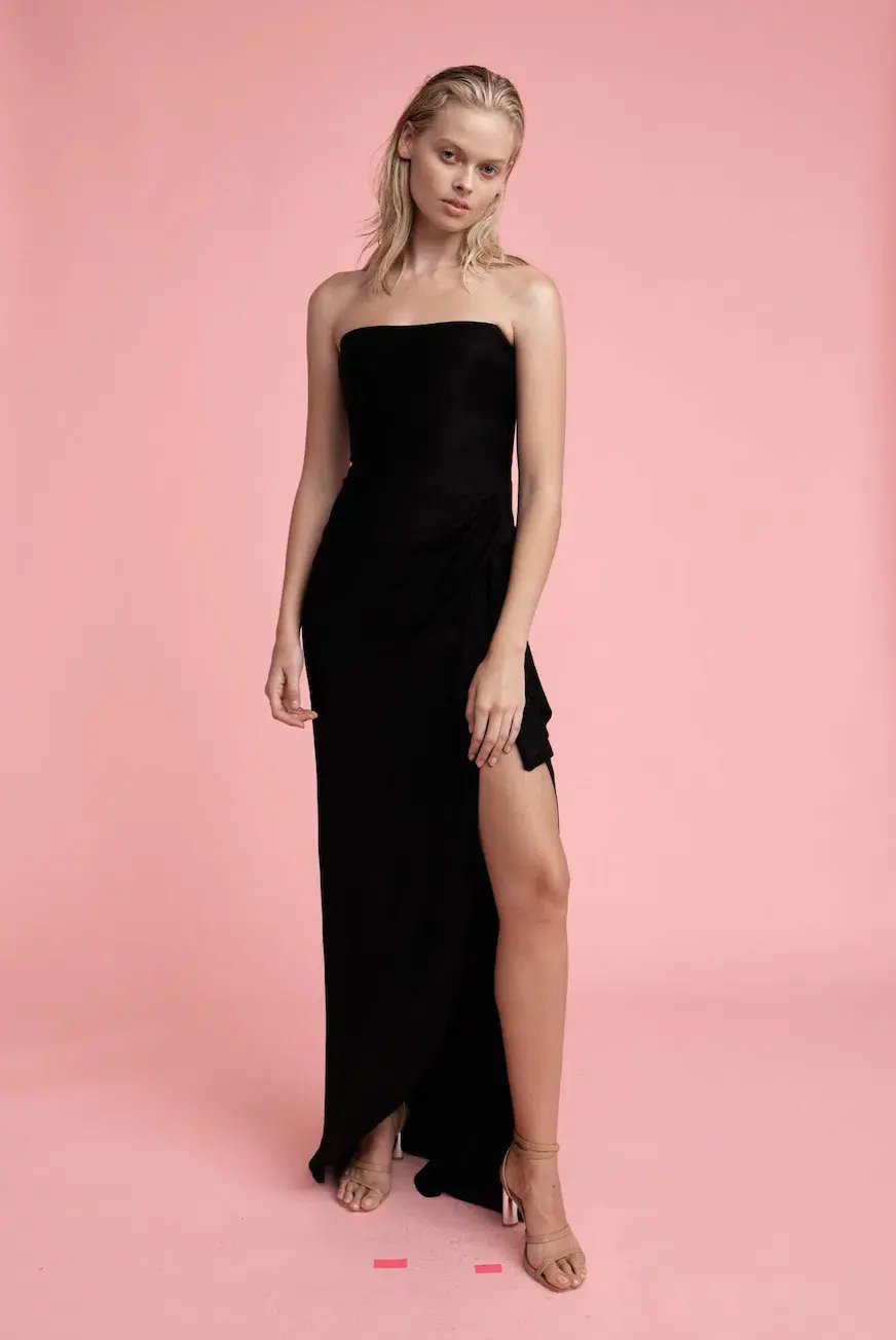 Manning Cartell Asymmetrical Games Strapless Gown Black Size 6 photo 4