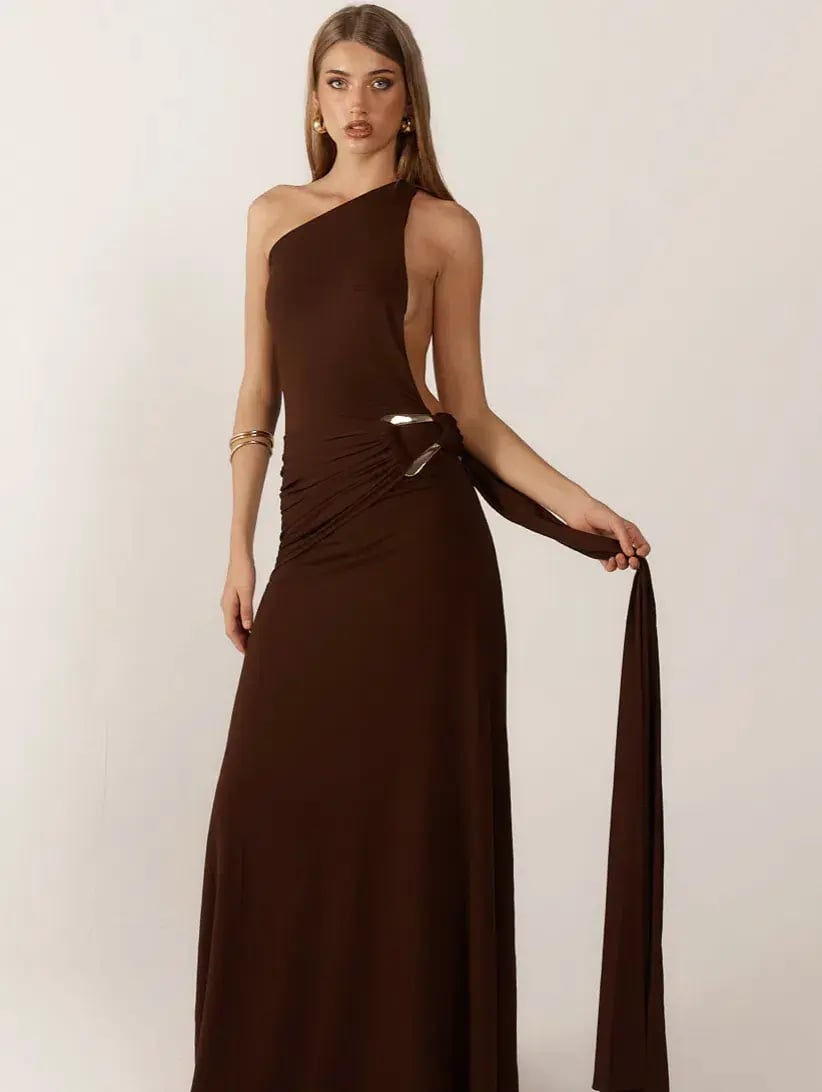 Ance Giria Gaia Gown Brown Maxi Size AU 12 photo 3