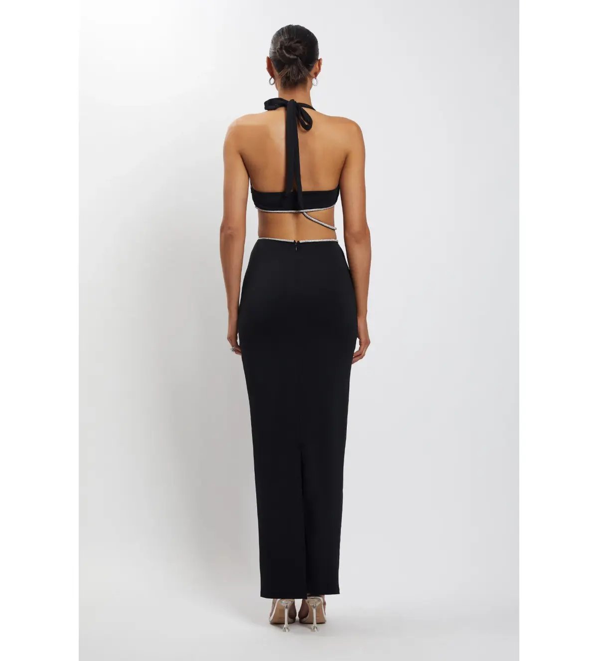 MESHKI Nicha Diamante Cut Out Maxi Dress Black Size 8 photo 2