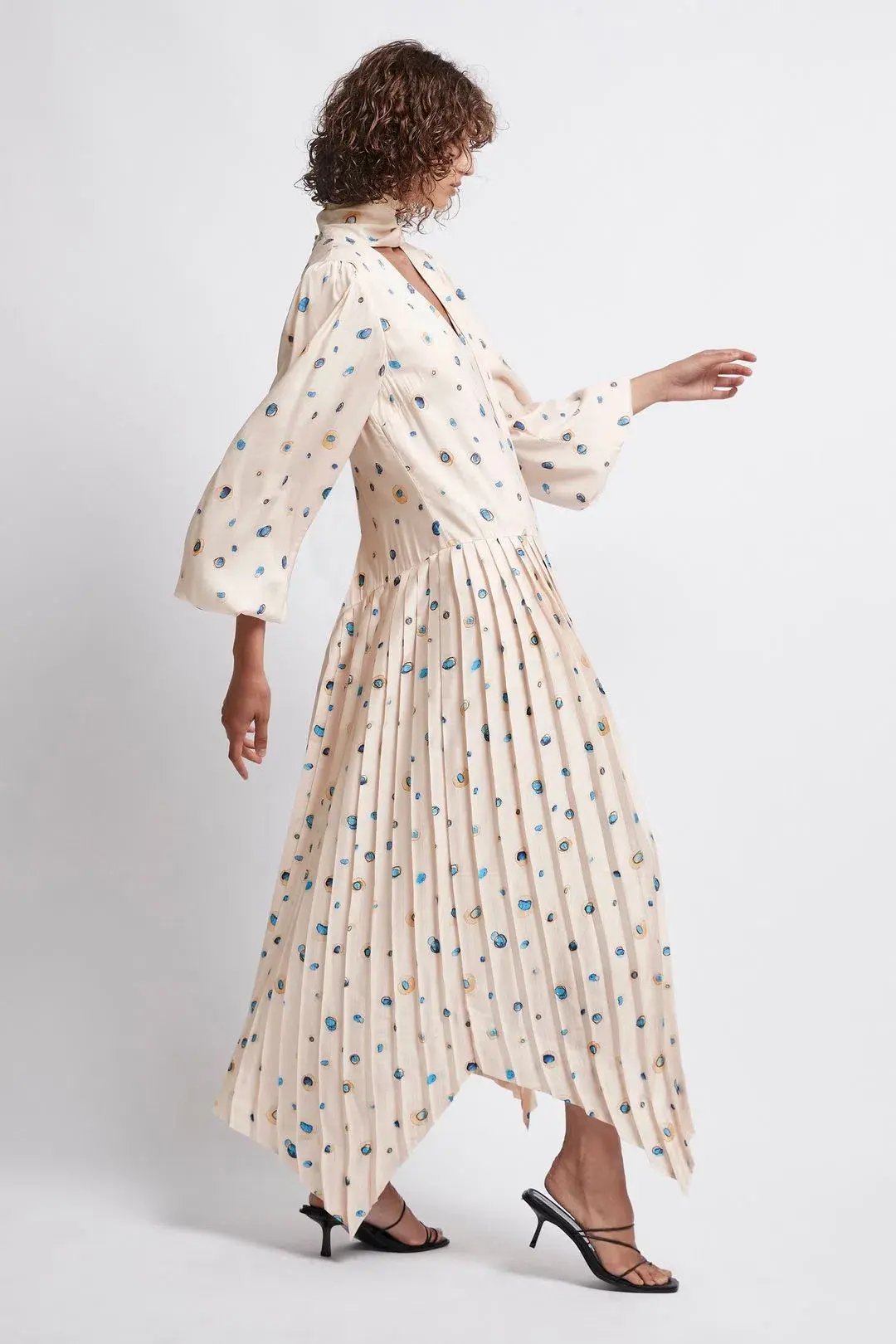Aje Ponte Bleu Overture Pleat Midi Dress Print Size 6 photo 2