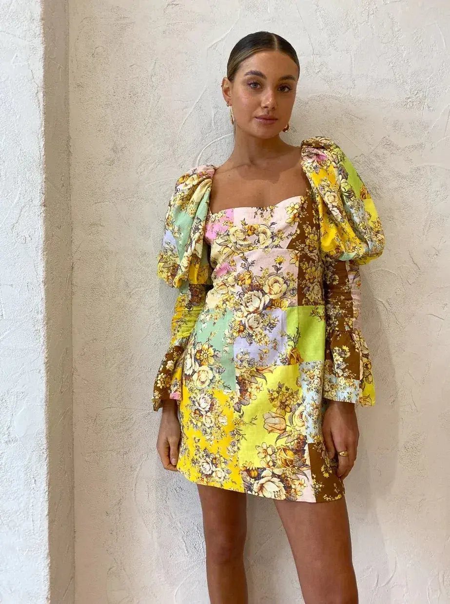 Alemais Matilde Puff Sleeve Mini Dress Multi Size 8 photo 4