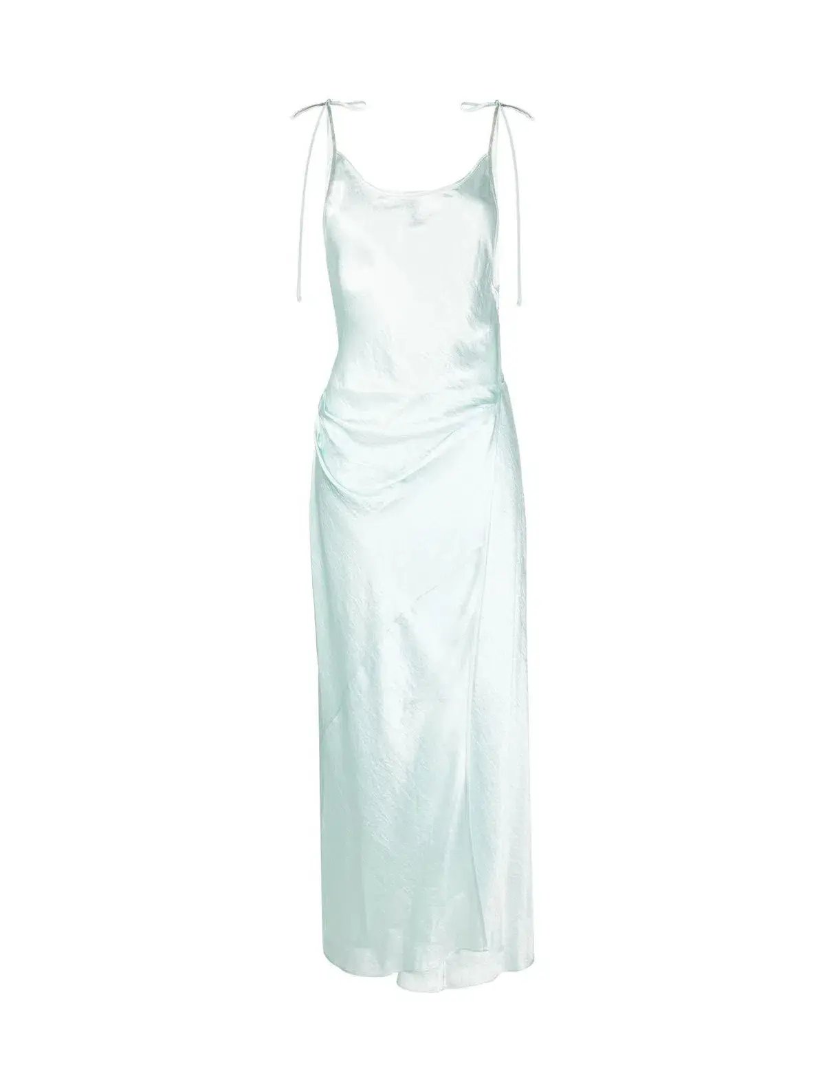 Acne Studios Sleeveless Satin Maxi Wrap Dress Mint Blue Size 6 photo 3
