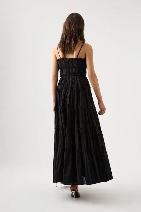 Aje Luna Tiered Maxi Dress Black Size 6 photo 3