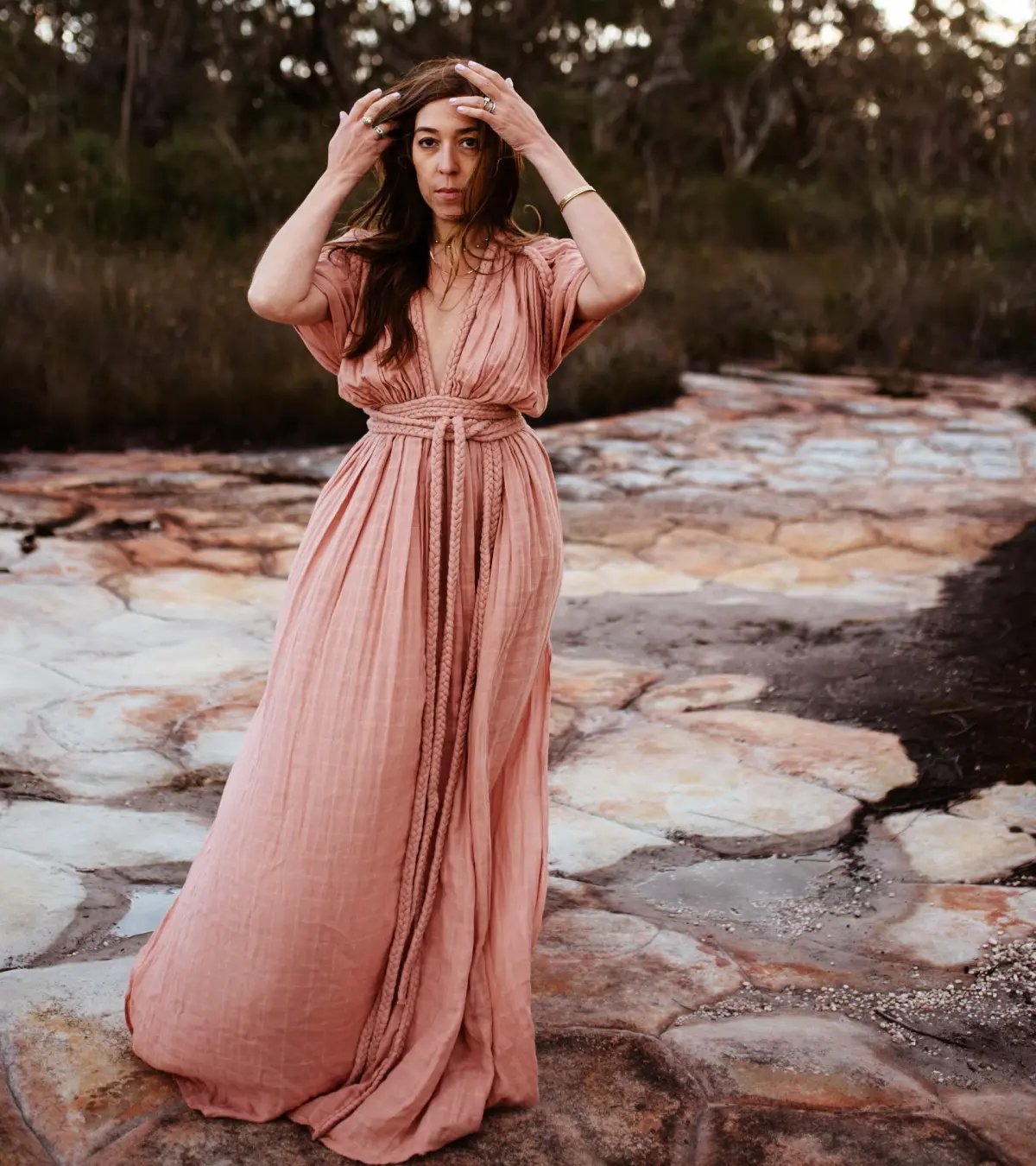 Chic Le Frique Ophelia Maxi Dress Salmon Pink One Size photo 4