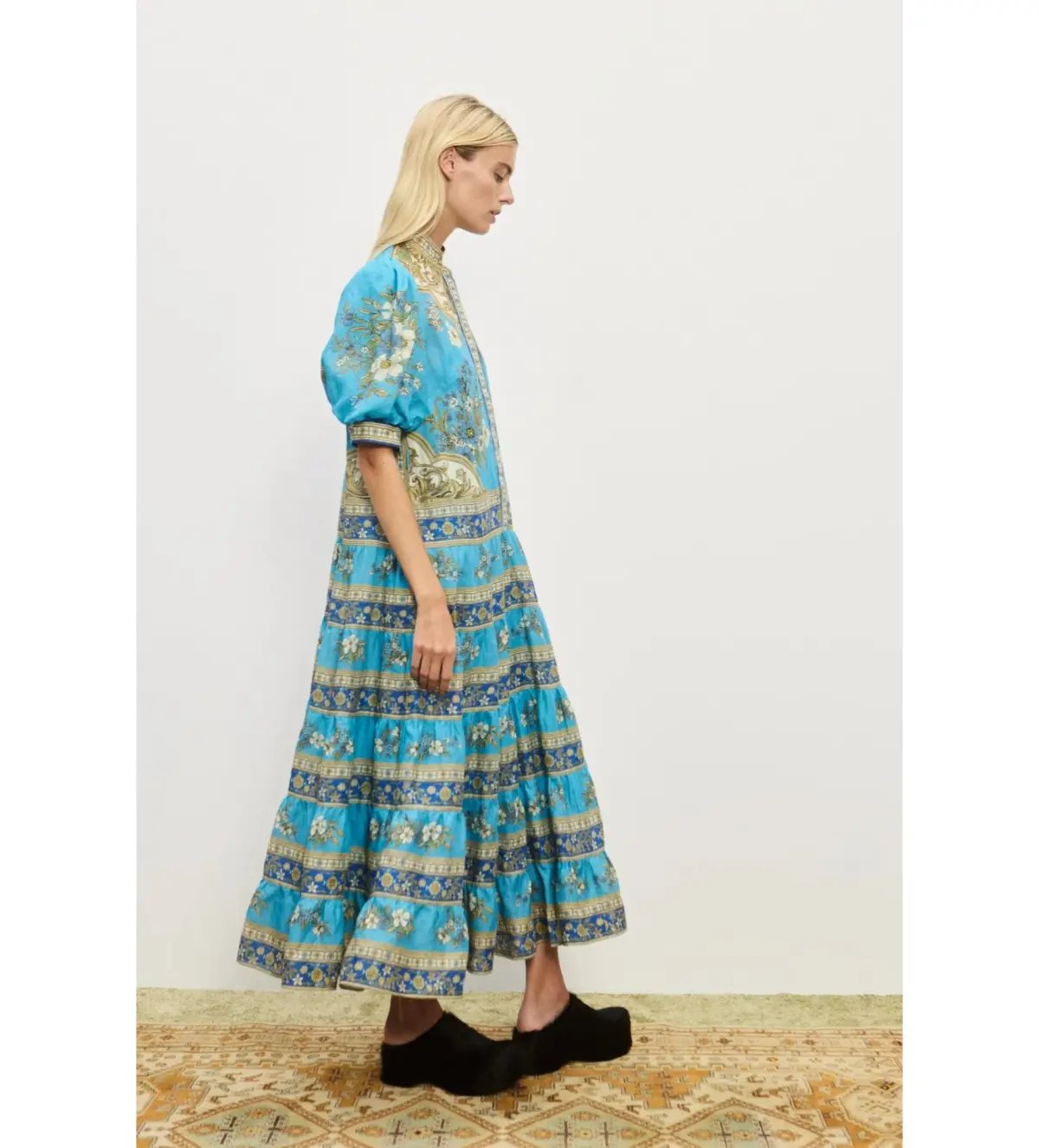 Alemais Cassie Tiered Midi Dress Blue Floral Size AU 8 photo 2