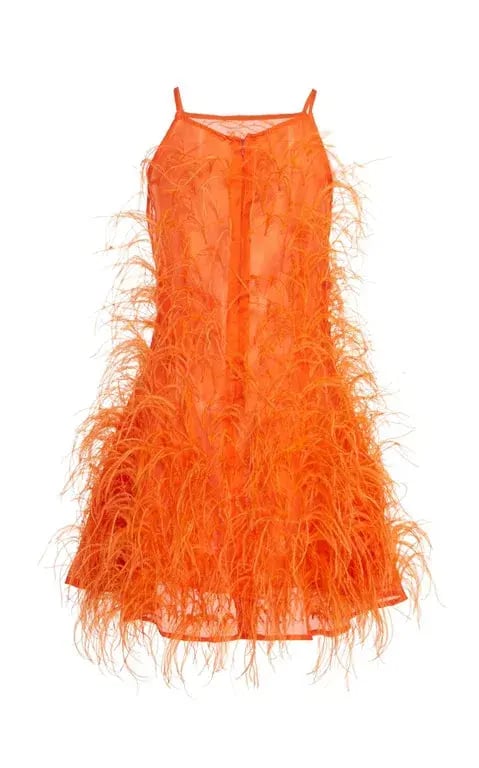 Cult Gaia Shannon Dress Orange Feathers Size XS/S photo 2
