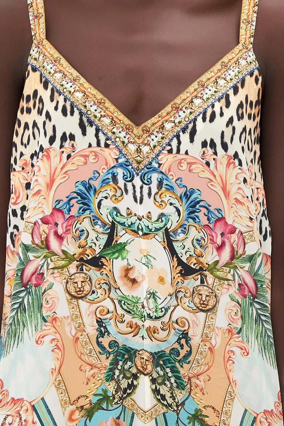 Camilla V Neck Midi Slip Dress Royalty Loyalty Print Size 10 photo 5
