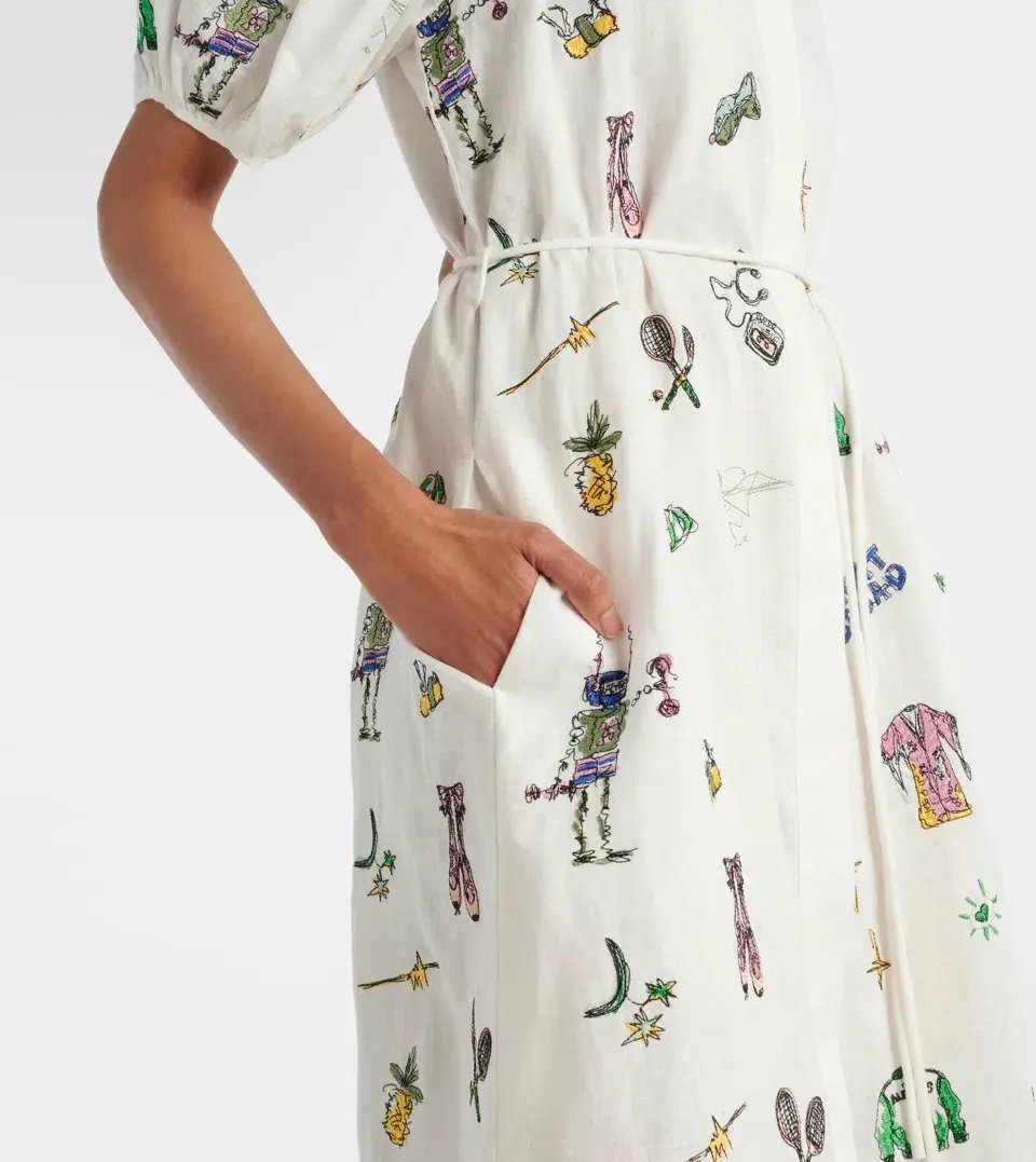 Alemais Play Embroidered Shirtdress in White Size 10 photo 4