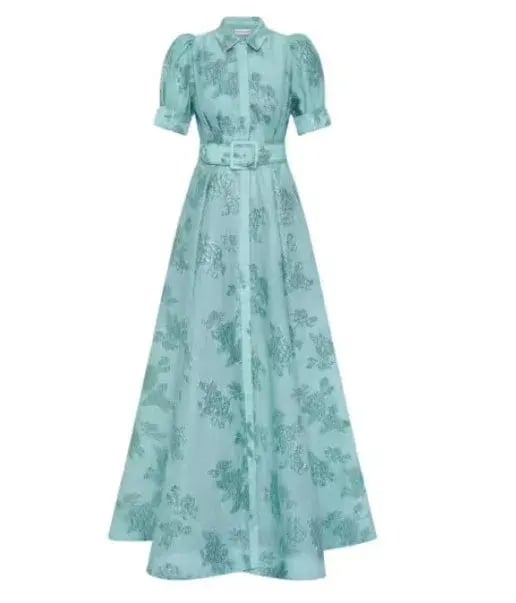 Rebecca Vallance Benette Short Sleeve Gown Teal Blue Size 16 photo 4