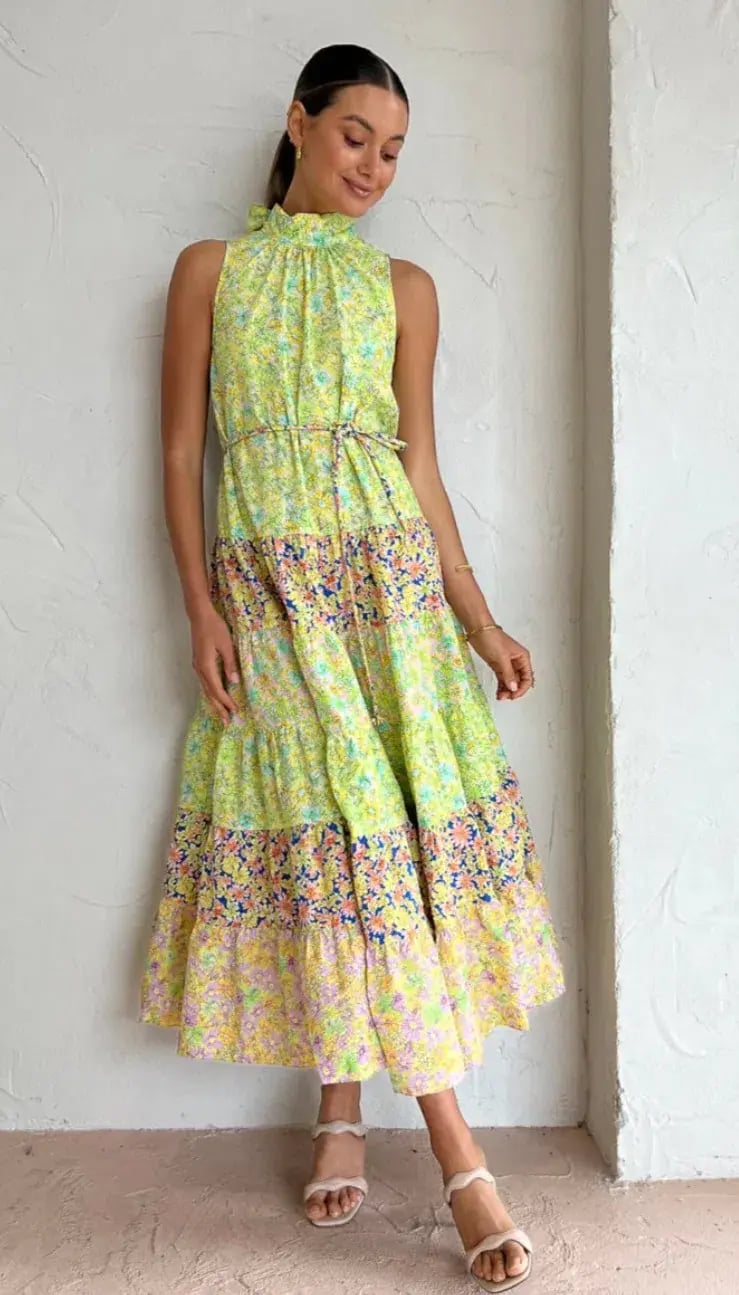 Alemais Daisy Spliced Midi Dress Multi Floral Size 10 photo 2