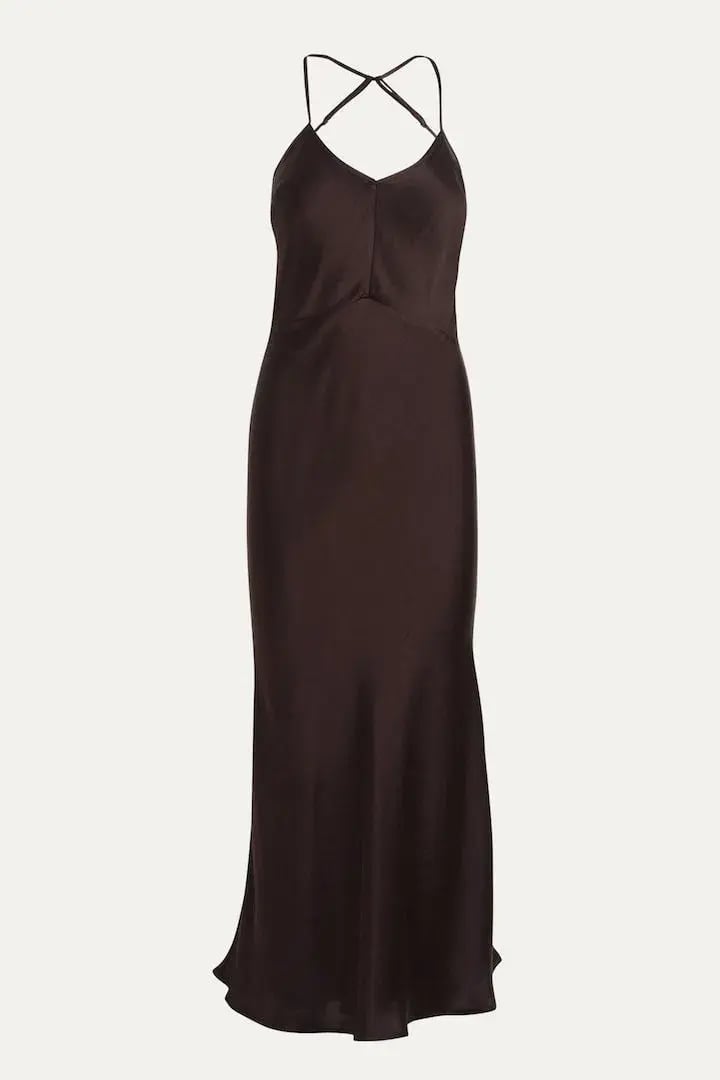 Flannel Hannah Long Slip Dress Chocolate Size M/Au 10 photo 4