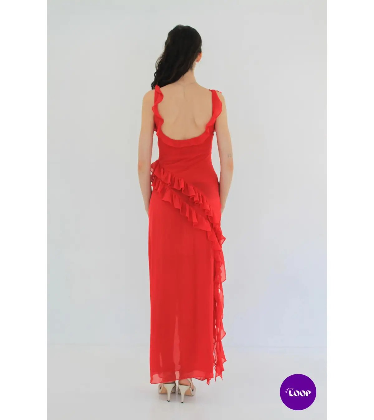 HOUSE OF CB  Ariela Cherry Ruffle Maxi Dress Size S photo 5