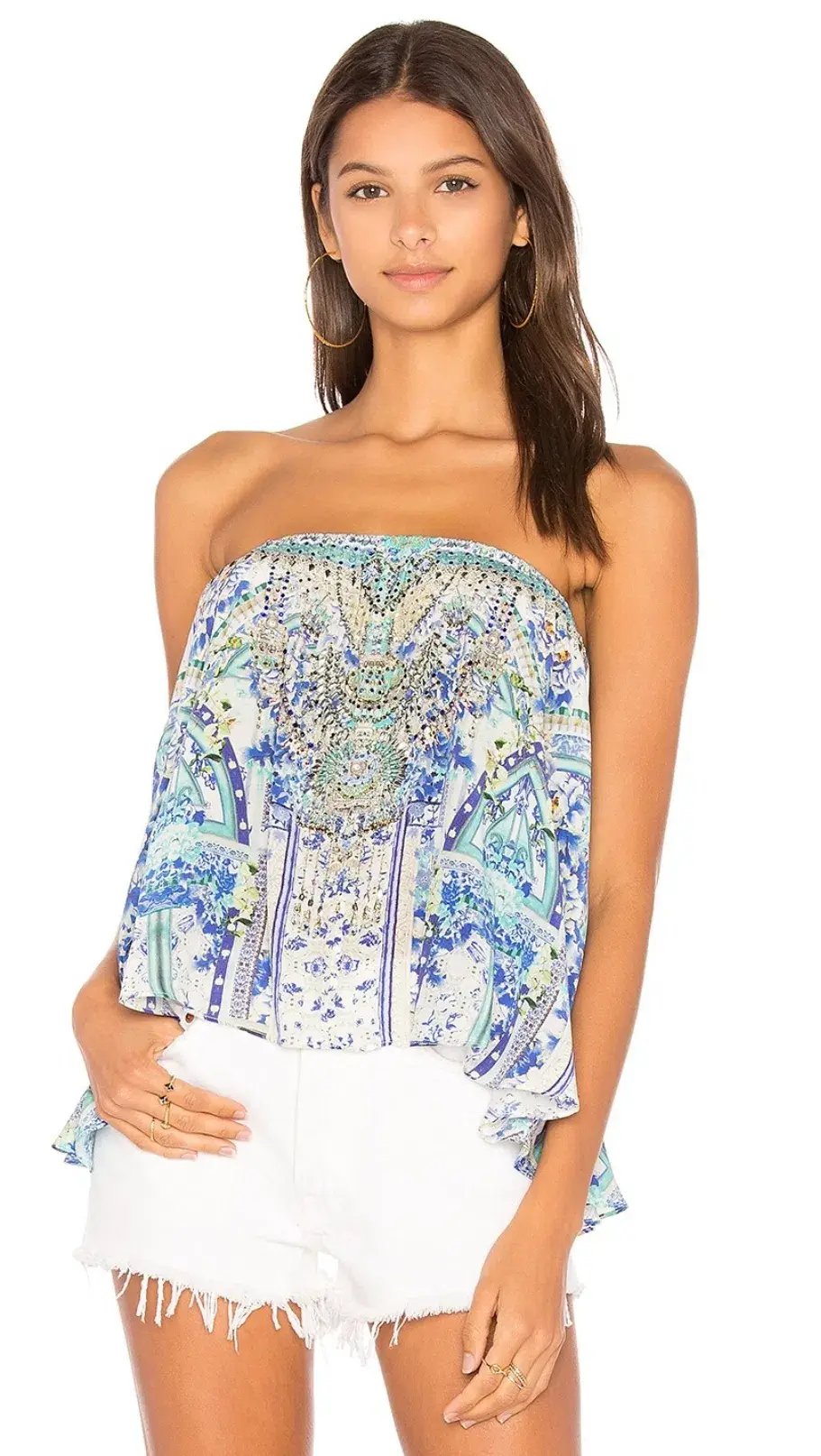 Camilla Porcelain Paradise Strapless Top Size 10 photo 2