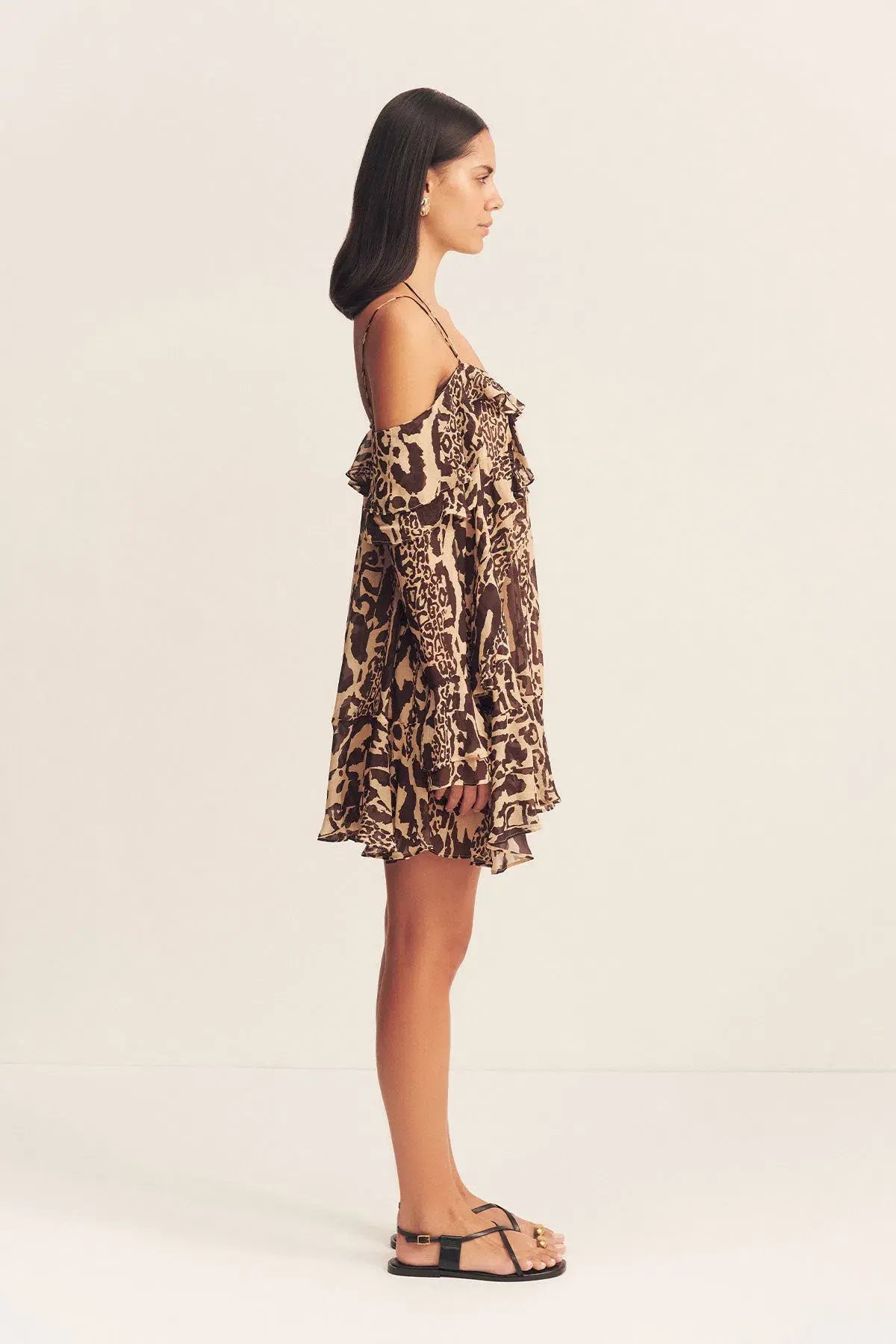 Shona Joy Goldie Tiered Mini Dress in Animal Effect Size XL / 14 photo 2